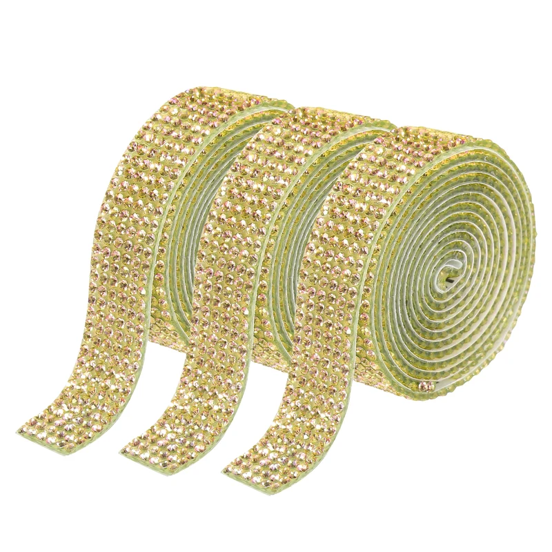 3Roll 1 Yard 12mm Self Adhesive Crystal Ribbon Light Yellow