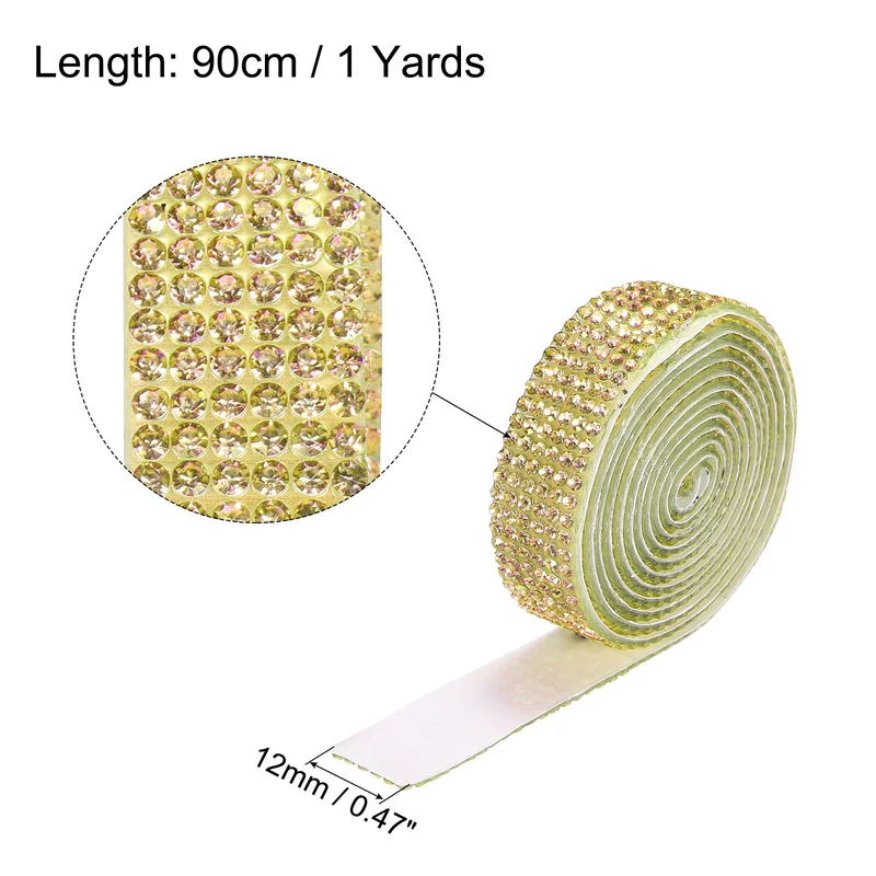 3Roll 1 Yard 12mm Self Adhesive Crystal Ribbon Light Yellow