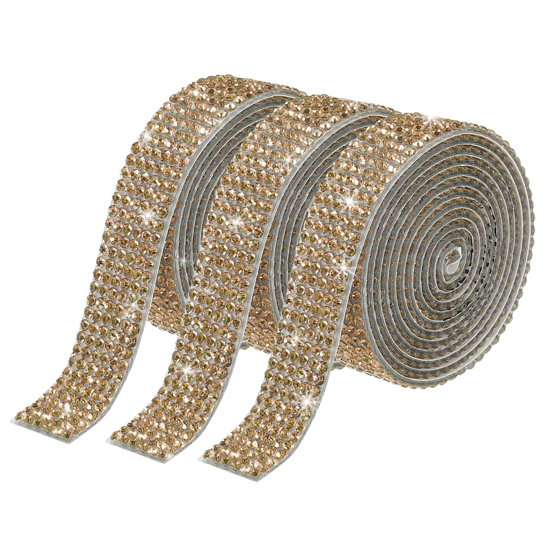 3Roll 1 Yard 12mm Self Adhesive Crystal Ribbon Bright Yellow