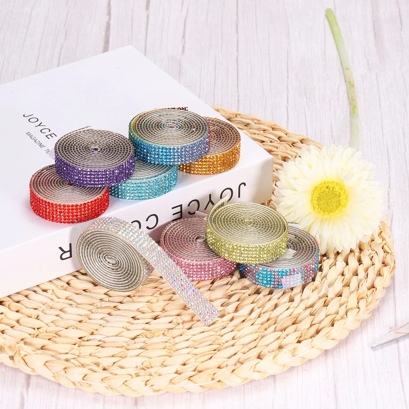 3Roll 1 Yard 12mm Self Adhesive Crystal Ribbon Champagne