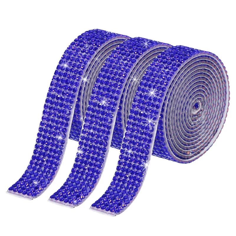 3Roll 1 Yard 12mm Self Adhesive Crystal Ribbon Dark Blue