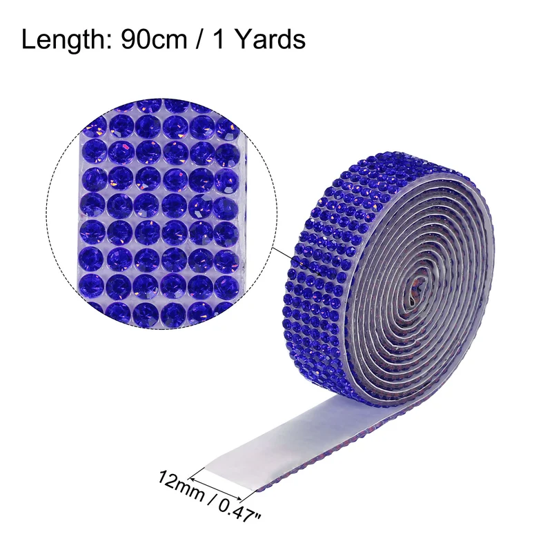 3Roll 1 Yard 12mm Self Adhesive Crystal Ribbon Dark Blue