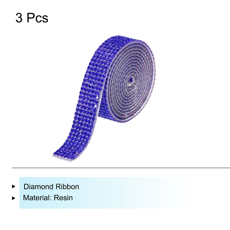 3Roll 1 Yard 12mm Self Adhesive Crystal Ribbon Dark Blue