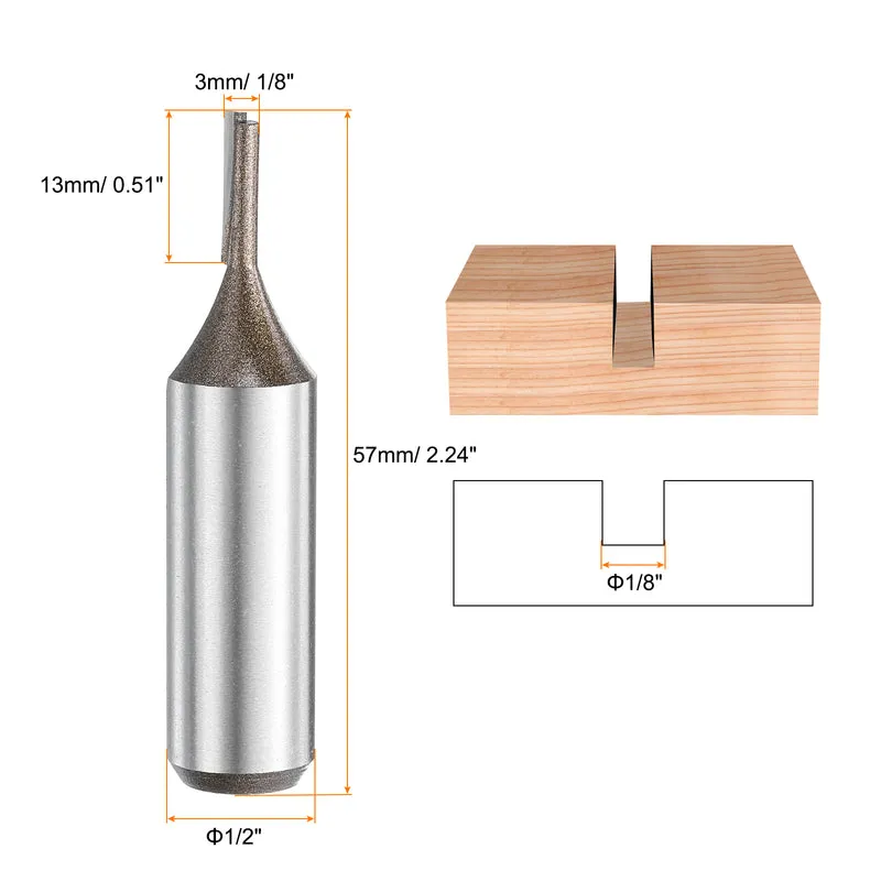 Straight Router Bit 1/2 Shank 1/8" Cutting Dia 2 Flutes 0.51" YG6 Carbide Cutter