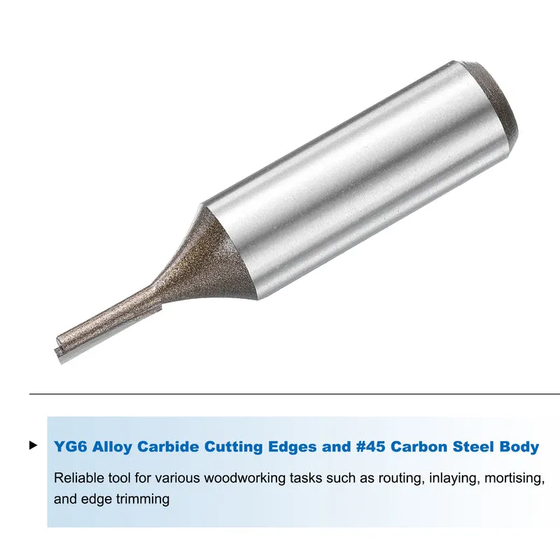 Straight Router Bit 1/2 Shank 1/8" Cutting Dia 2 Flutes 0.51" YG6 Carbide Cutter