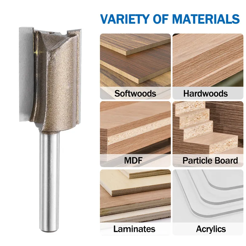 Straight Router Bit 1/4 Shank 3/4" Cutting Dia 2 Flutes 1.18" YG6 Carbide Cutter