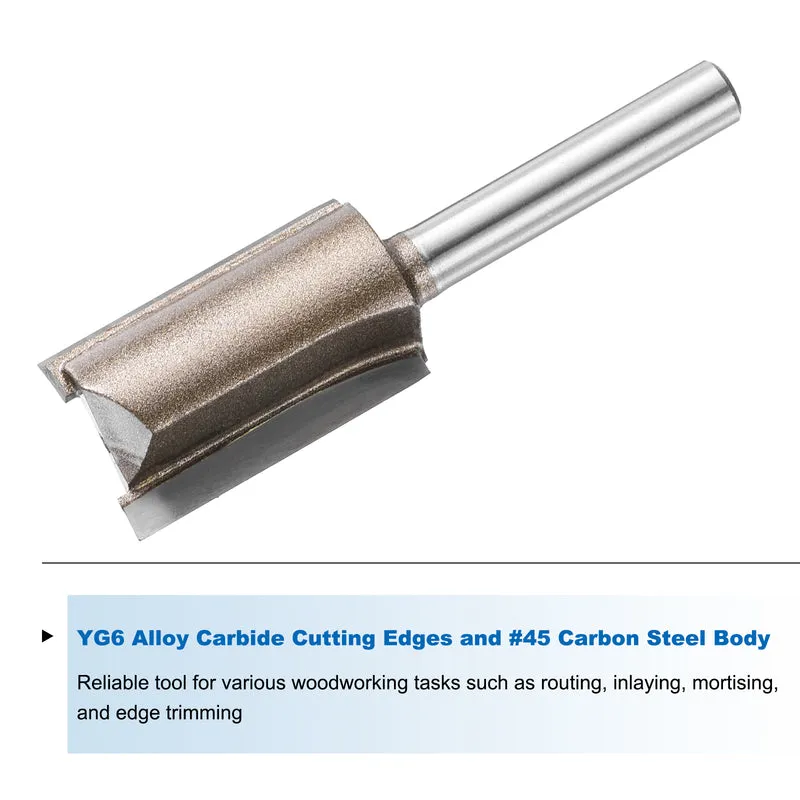 Straight Router Bit 1/4 Shank 45/64" Cutting Dia 2 Flutes 1.18" YG6 Carbide