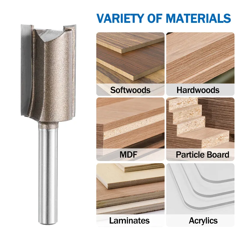 Straight Router Bit 1/4 Shank 45/64" Cutting Dia 2 Flutes 1.18" YG6 Carbide