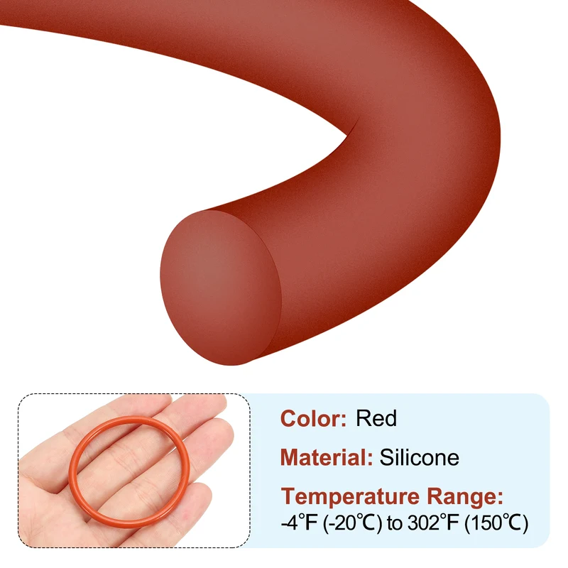 10Pcs Silicone O-Ring 43mm OD 37mm ID 3mm Width VMQ Sealing Gasket, Red