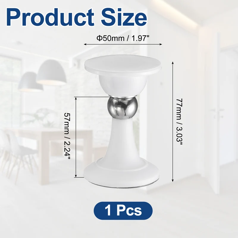 3" Magnetic Door Stoppers, Magnetic Door Catch with Adhesive, White