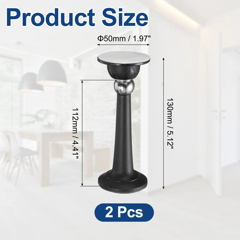 2Pcs 5.1" Magnetic Door Stoppers, Magnetic Door Catch with Adhesive, Black