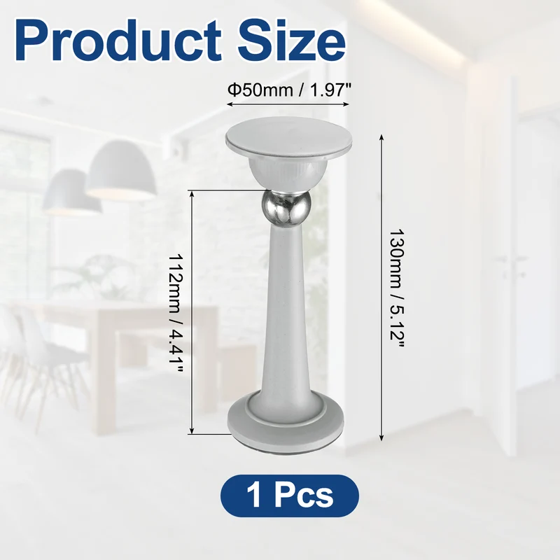 5.1" Magnetic Door Stoppers, Magnetic Door Catch with Adhesive, Gray
