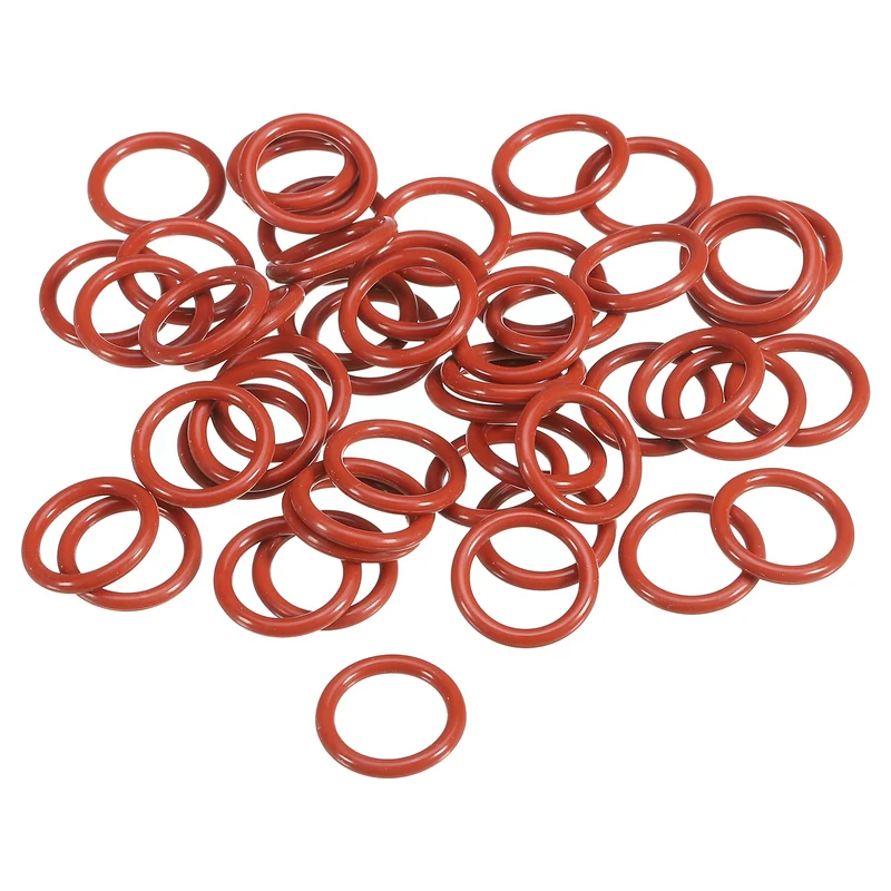 50Pcs Silicone O-Ring 15mm OD 11mm ID 2mm Width VMQ Sealing Gasket, Red