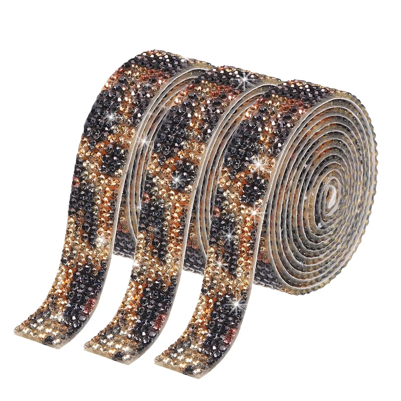 3Roll 1 Yard 12mm Self Adhesive Crystal Ribbon Black,Brown