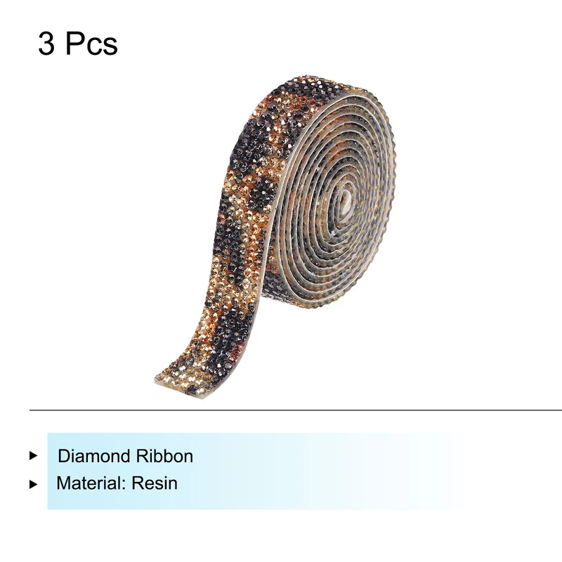 3Roll 1 Yard 12mm Self Adhesive Crystal Ribbon Black,Brown