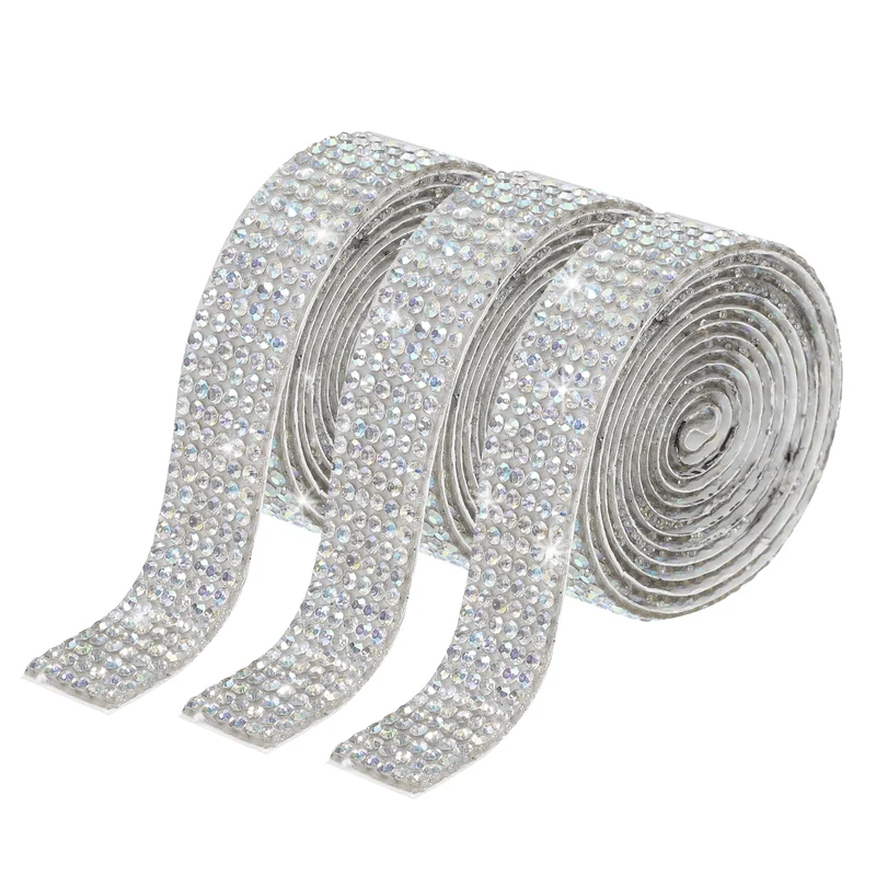 3Roll 1 Yard 12mm Self Adhesive Crystal Ribbon White