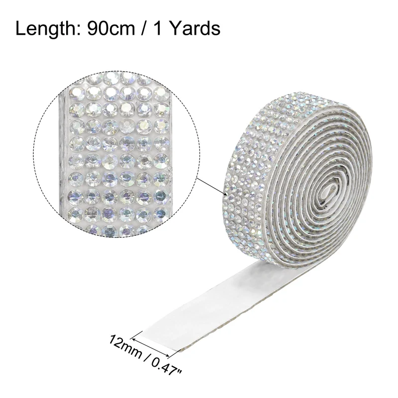3Roll 1 Yard 12mm Self Adhesive Crystal Ribbon White