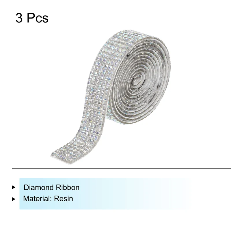 3Roll 1 Yard 12mm Self Adhesive Crystal Ribbon White