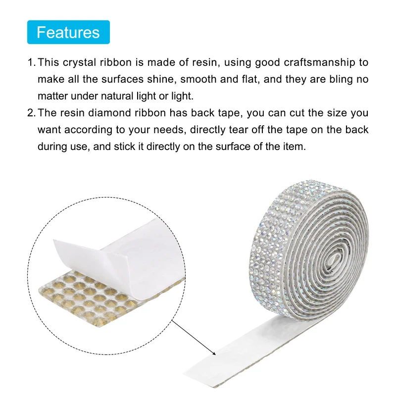 3Roll 1 Yard 12mm Self Adhesive Crystal Ribbon White