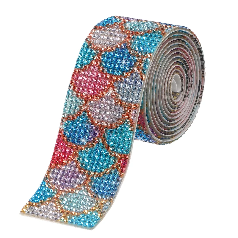 1 Yard 32mm Self Adhesive Crystal Ribbon Colorful