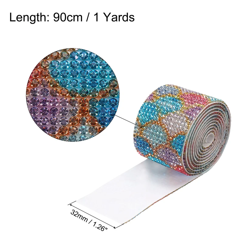 1 Yard 32mm Self Adhesive Crystal Ribbon Colorful