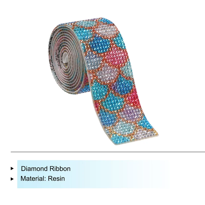 1 Yard 32mm Self Adhesive Crystal Ribbon Colorful