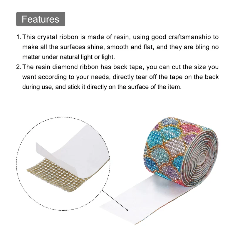 1 Yard 32mm Self Adhesive Crystal Ribbon Colorful