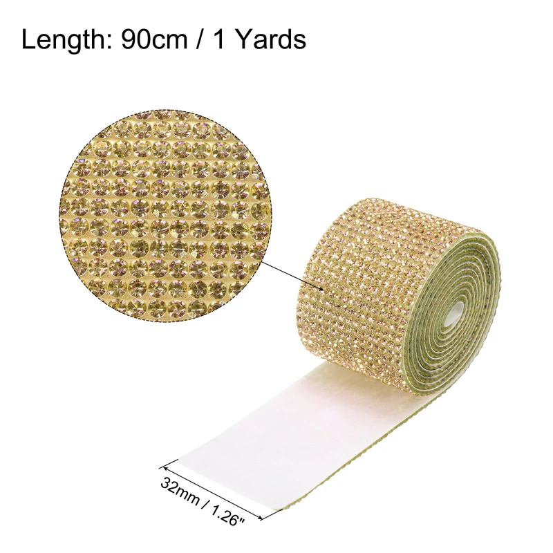1 Yard 32mm Self Adhesive Crystal Ribbon Light Yellow