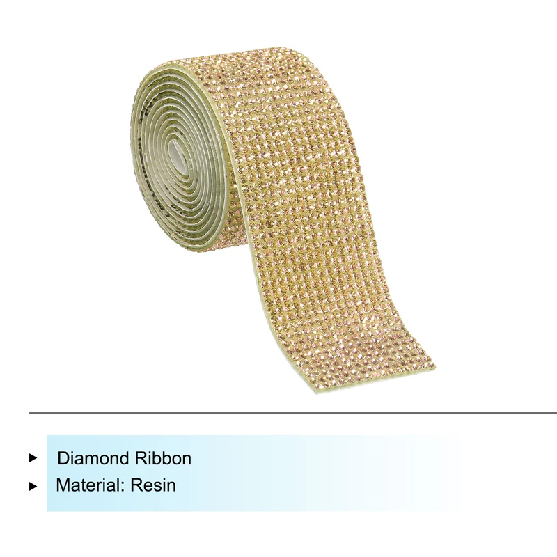 1 Yard 32mm Self Adhesive Crystal Ribbon Light Yellow