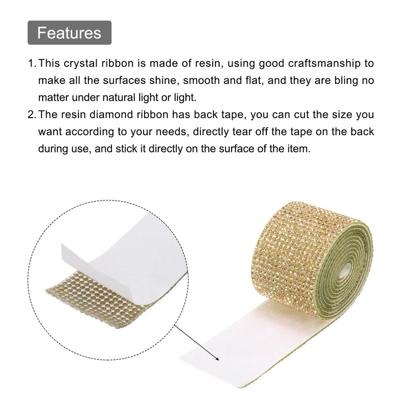 1 Yard 32mm Self Adhesive Crystal Ribbon Light Yellow