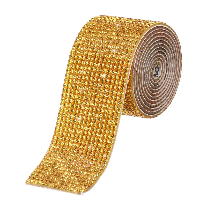 1 Yard 32mm Self Adhesive Crystal Ribbon Gold