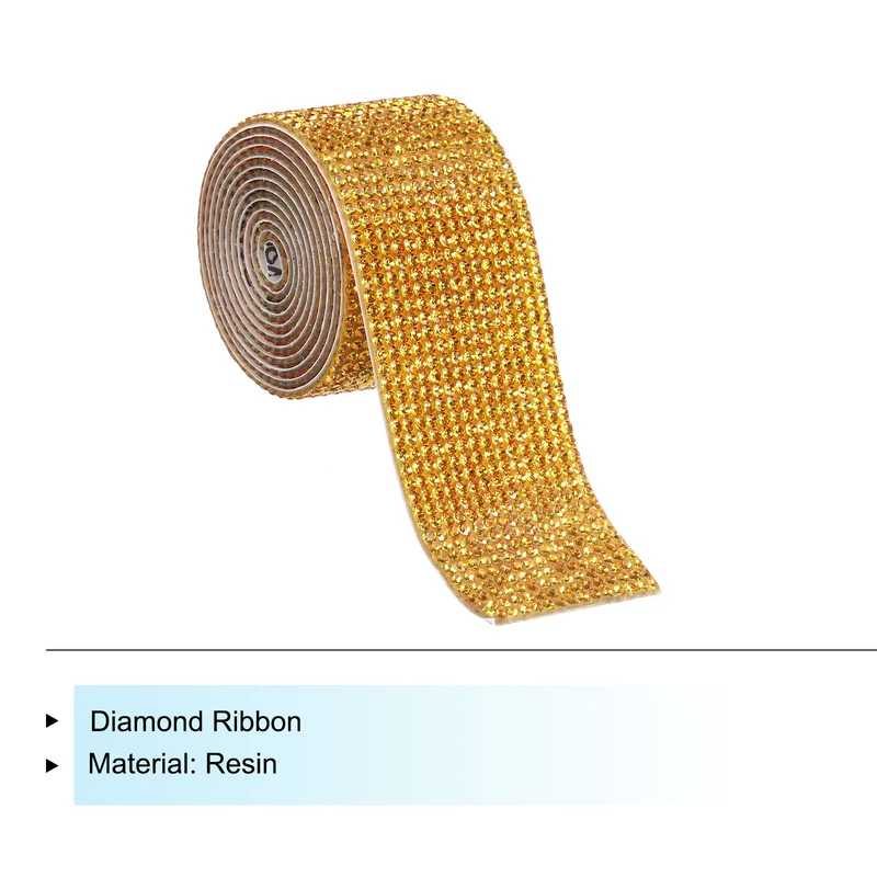 1 Yard 32mm Self Adhesive Crystal Ribbon Gold