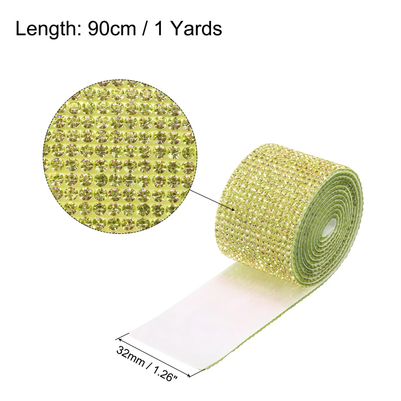 1 Yard 32mm Self Adhesive Crystal Ribbon Lemon Yellow