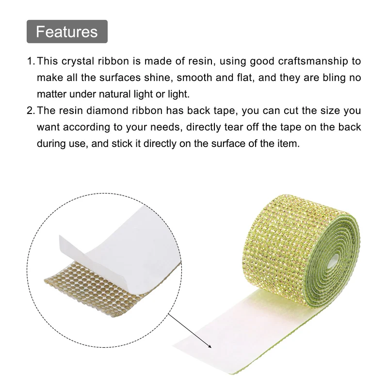 1 Yard 32mm Self Adhesive Crystal Ribbon Lemon Yellow