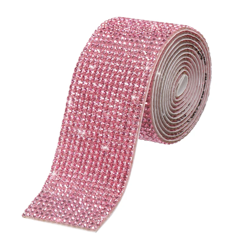 1 Yard 32mm Self Adhesive Crystal Ribbon Light Pink