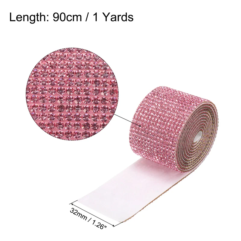 1 Yard 32mm Self Adhesive Crystal Ribbon Light Pink