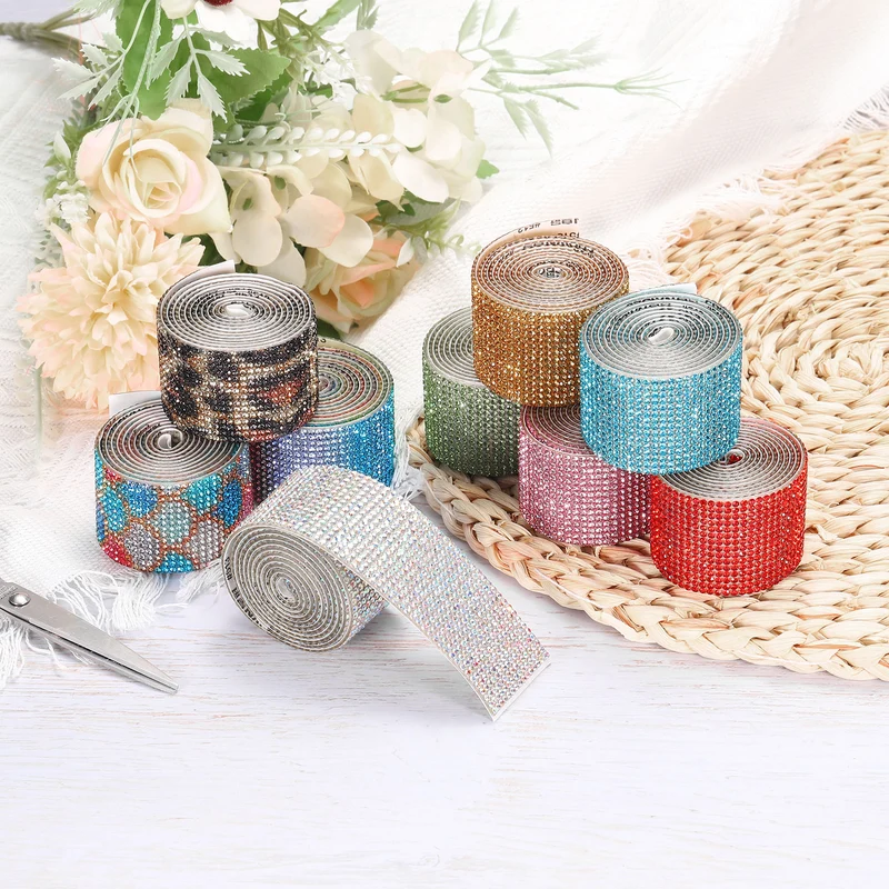 1 Yard 32mm Self Adhesive Crystal Ribbon Light Pink