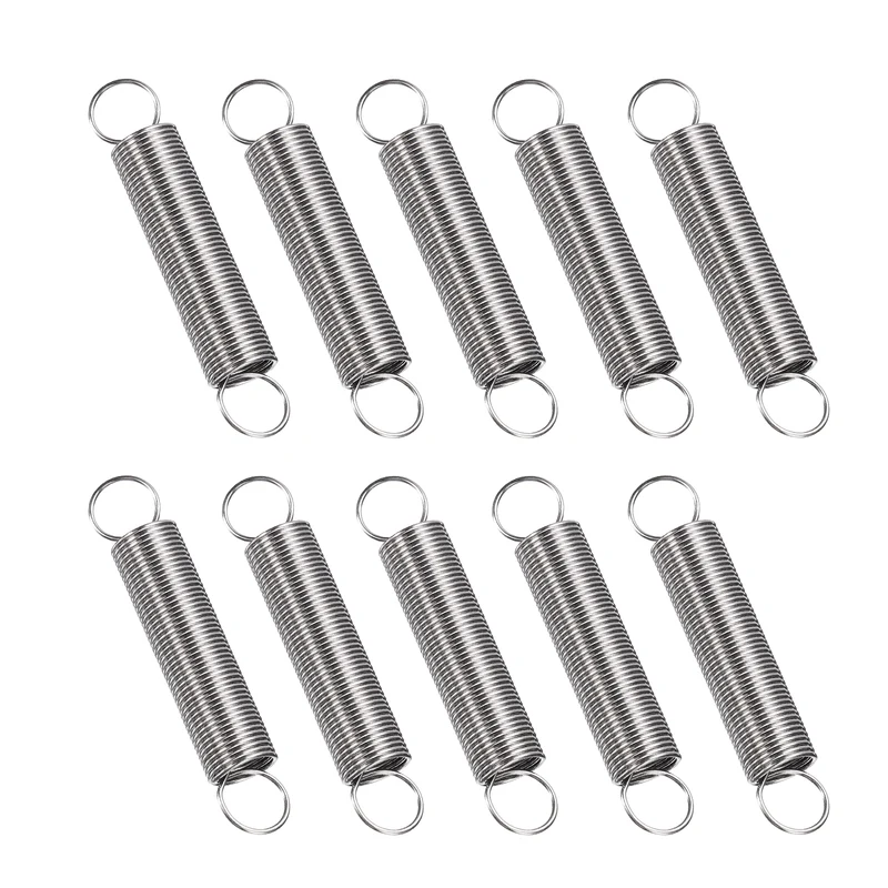 Extension Spring 10pcs Wire Dia 0.03" OD 0.39" Free Length 2.4"
