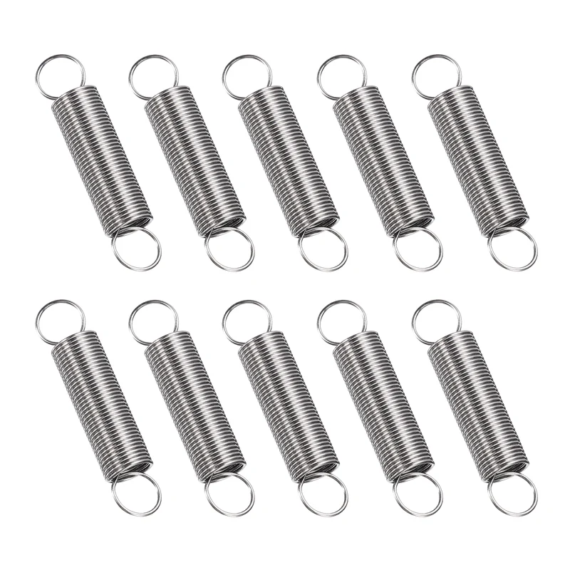 Extension Spring 10pcs Wire Dia 0.03" OD 0.39" Free Length 2"