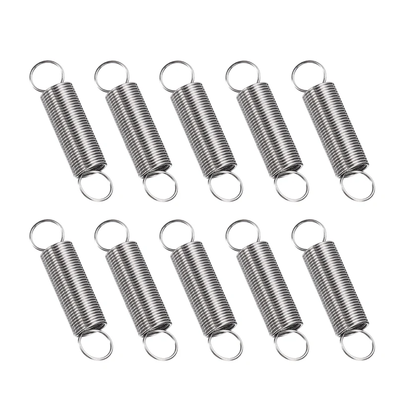 Extension Spring 10pcs Wire Dia 0.03" OD 0.39" Free Length 1.8"