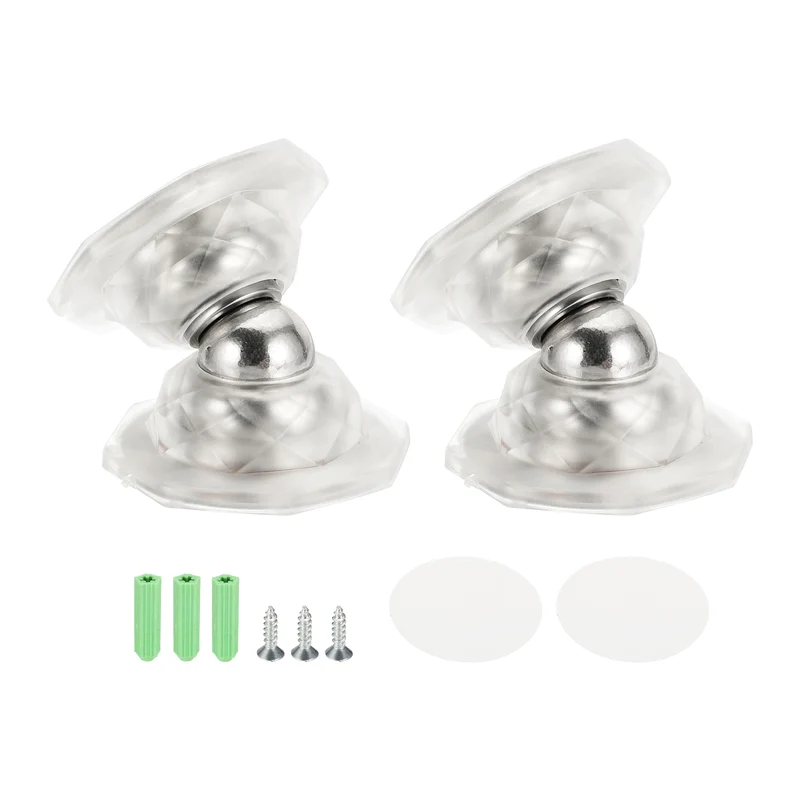 2PCS Magnetic Door Holder, Magnetic Door Catch with Adhesive Screw, Clear