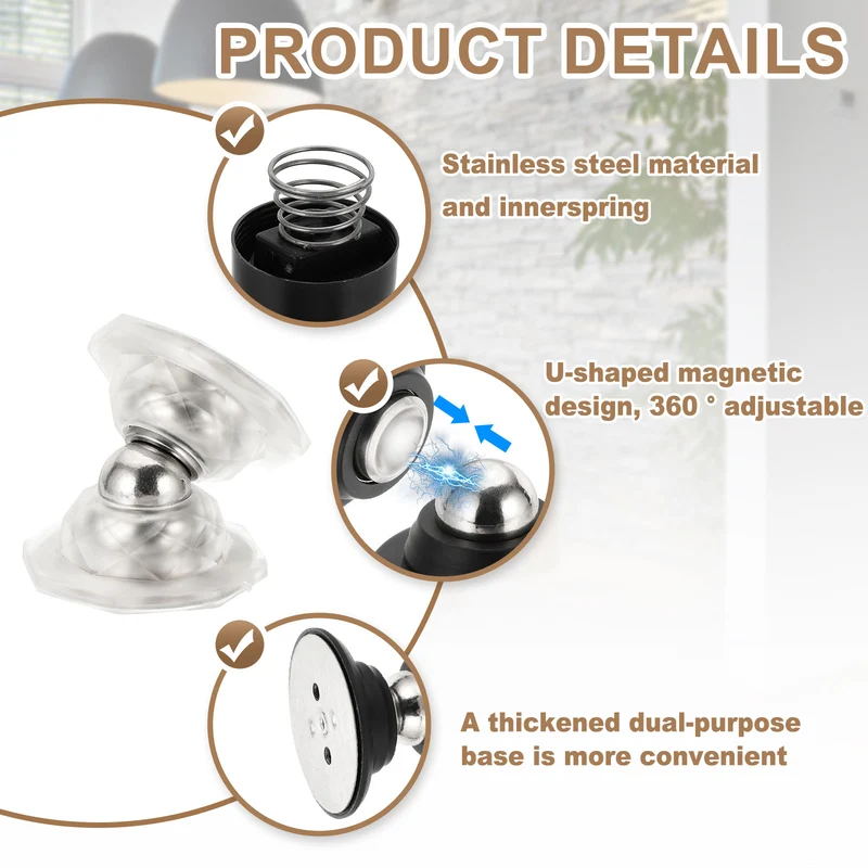 2PCS Magnetic Door Holder, Magnetic Door Catch with Adhesive Screw, Clear