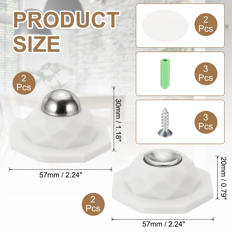 2PCS Magnetic Door Holder, Magnetic Door Catch with Adhesive Screws, Beige