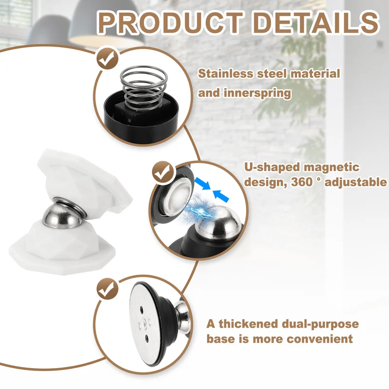 2PCS Magnetic Door Holder, Magnetic Door Catch with Adhesive Screws, Beige