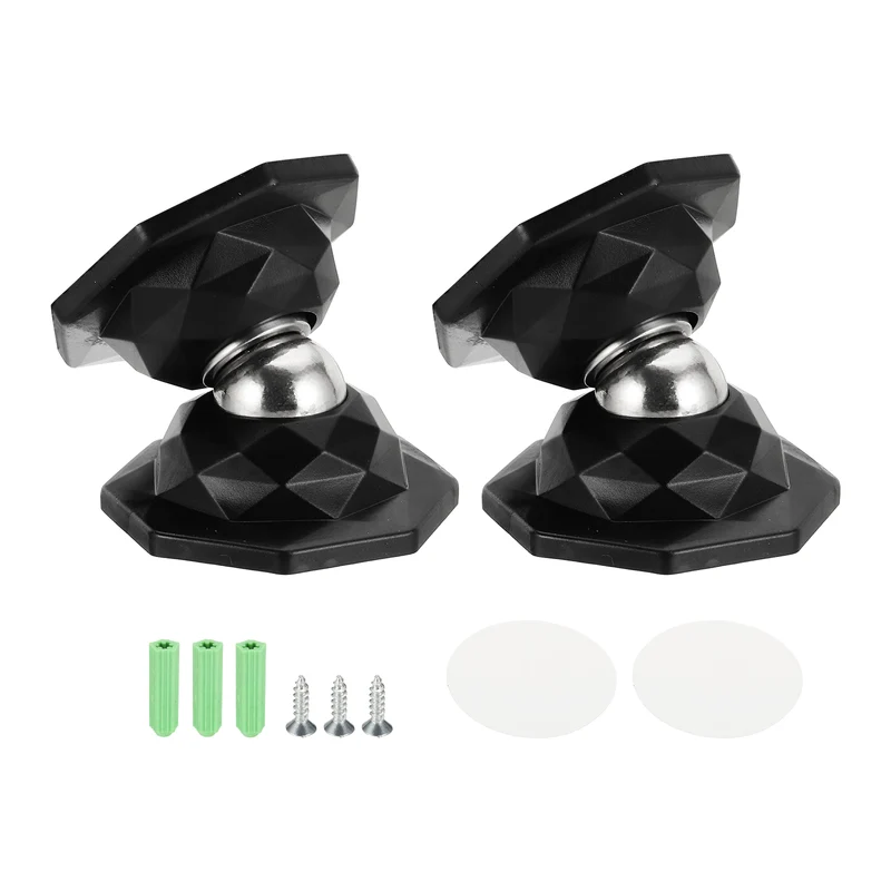 2PCS Magnetic Door Holder, Magnetic Door Catch with Adhesive Screws, Gloss Black