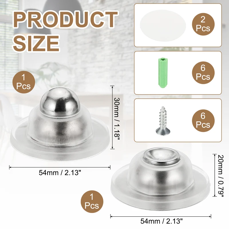Magnetic Door Holder, Magnetic Door Catch with Adhesive Screws, Clear