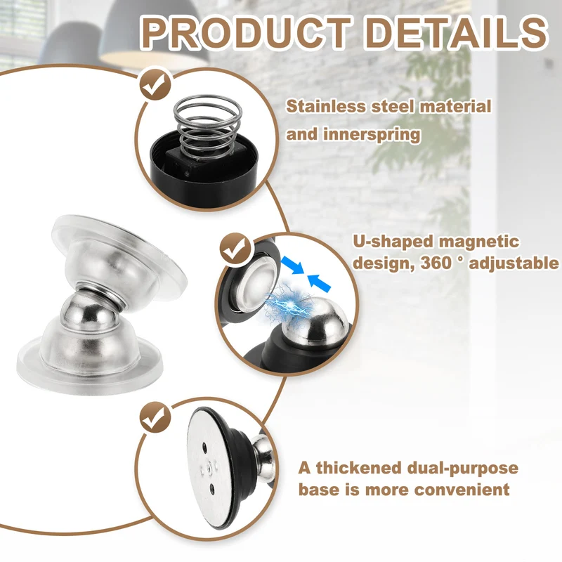 Magnetic Door Holder, Magnetic Door Catch with Adhesive Screws, Clear