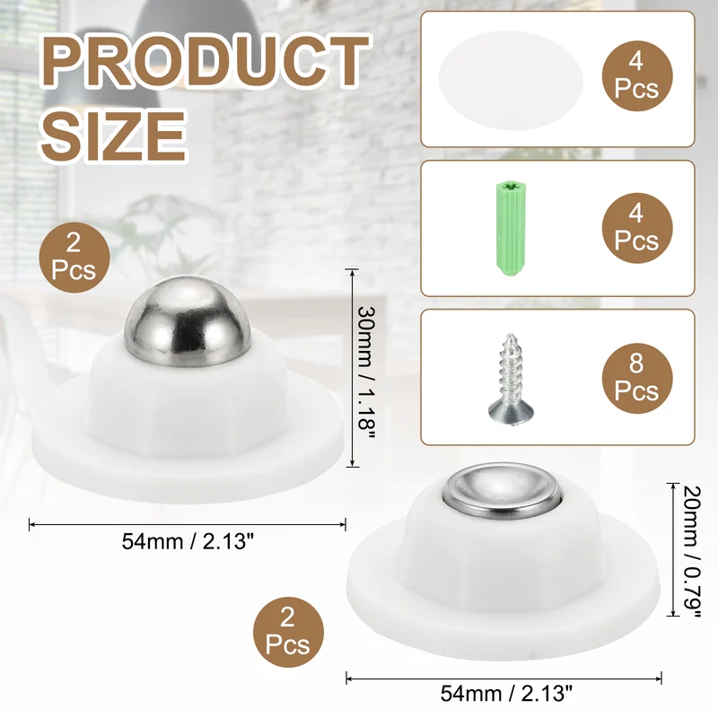 2PCS Magnetic Door Holder Magnetic Door Catch with Adhesive Screws Pale White