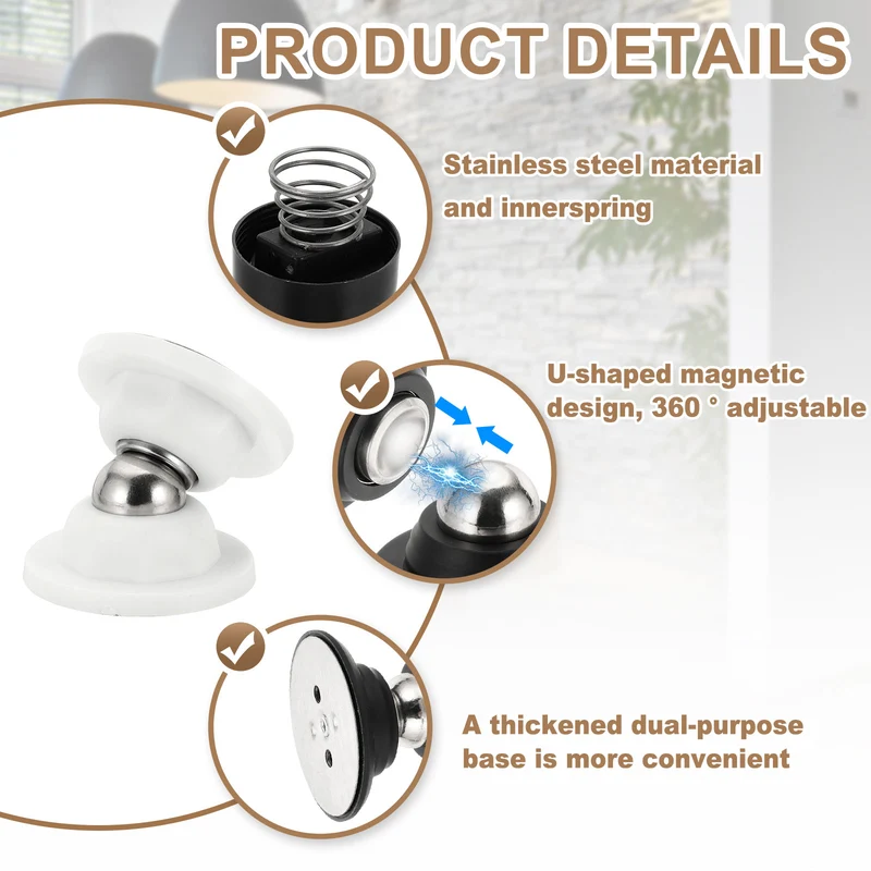 2PCS Magnetic Door Holder Magnetic Door Catch with Adhesive Screws Pale White