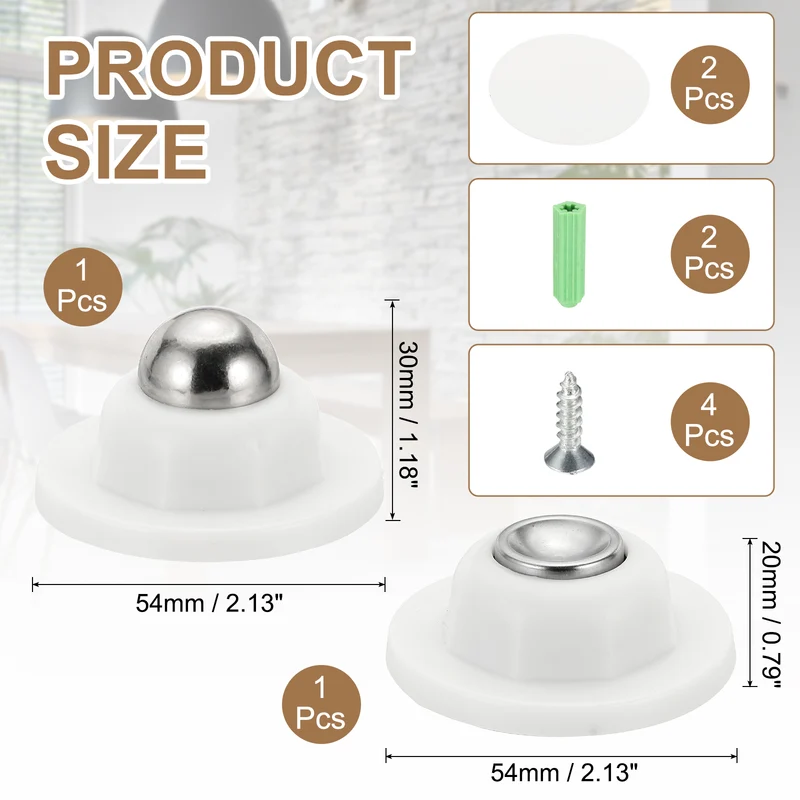 Magnetic Door Holder, Magnetic Door Catch with Adhesive Screws, Pale White